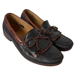 Allen Edmonds Woodstock Men Size‎ 8.5C Black Kiltie Braid Bow Loafer Dress Shoes